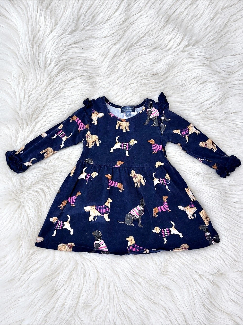 Simply Southern Girls Dog Print Dress Size 2T